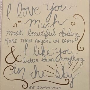 Beautiful script wooden wall hanging love.